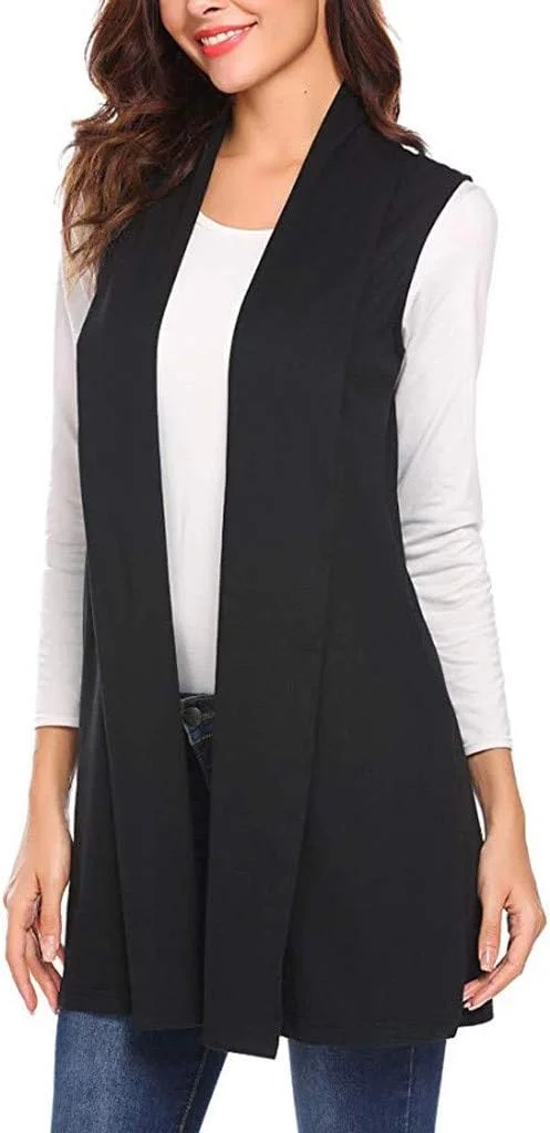 کت بلند زنانه بدون آستین، ژاکت و جلیقه جلوباز سبک وزن، قرمز - M