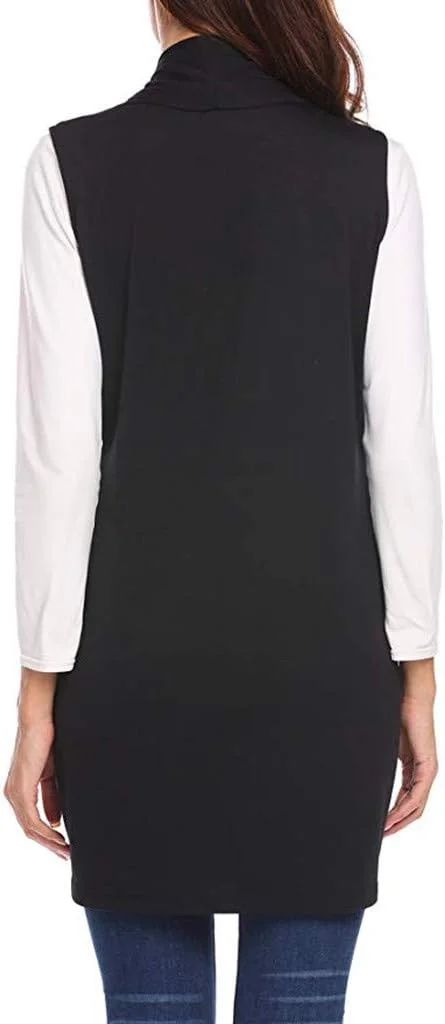 کت بلند زنانه بدون آستین، ژاکت و جلیقه جلوباز سبک وزن، قرمز - M