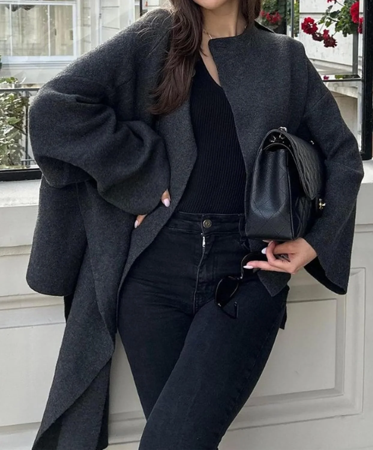 کت پشمی زنانه با شال بزرگ، آستین بلند، دکمه دار، مناسب پاییز و زمستان کت پشمی زنانه با شال بزرگ، آستین بلند، دکمه دار، مناسب پاییز و زمستان
