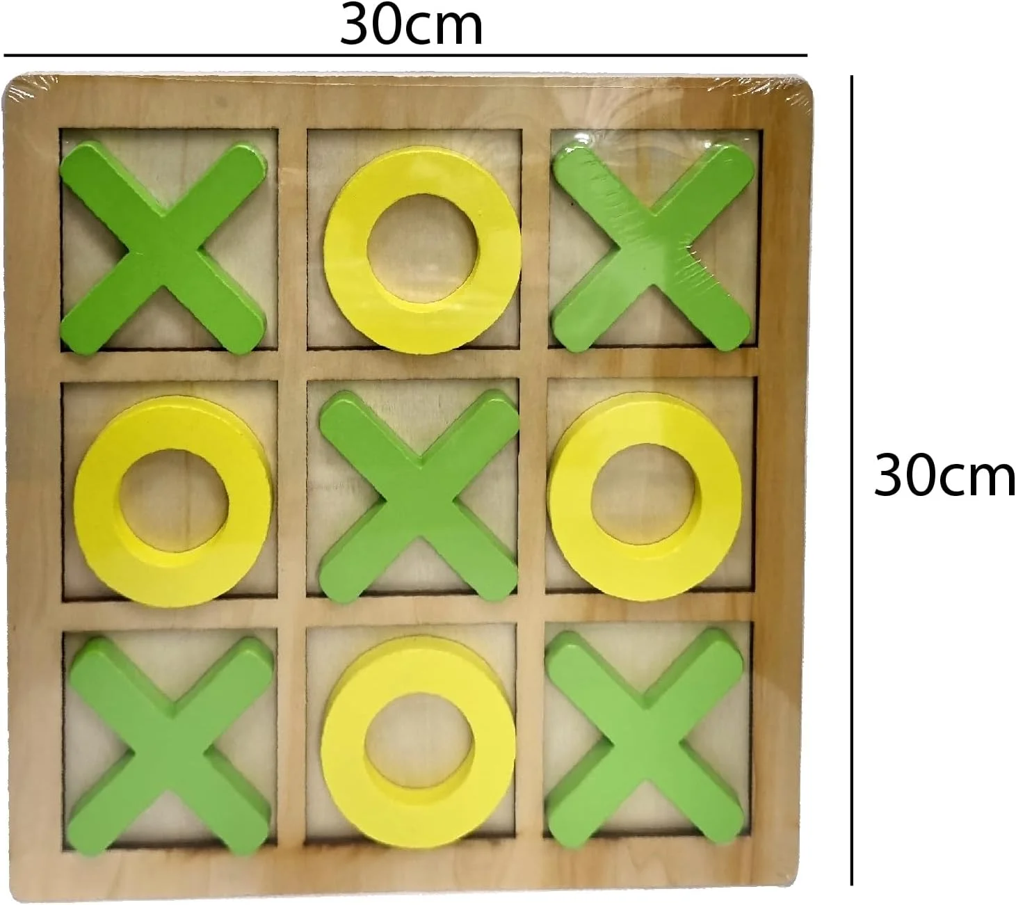 بازی فکری تیک تاک تو چوبی، اسباب بازی رومیزی XO، بازی پازل کلاسیک خانوادگی کودکان، اسباب بازی های آموزشی، رنگ های متنوع، اندازه: 30x30x1.2 سانتی متر