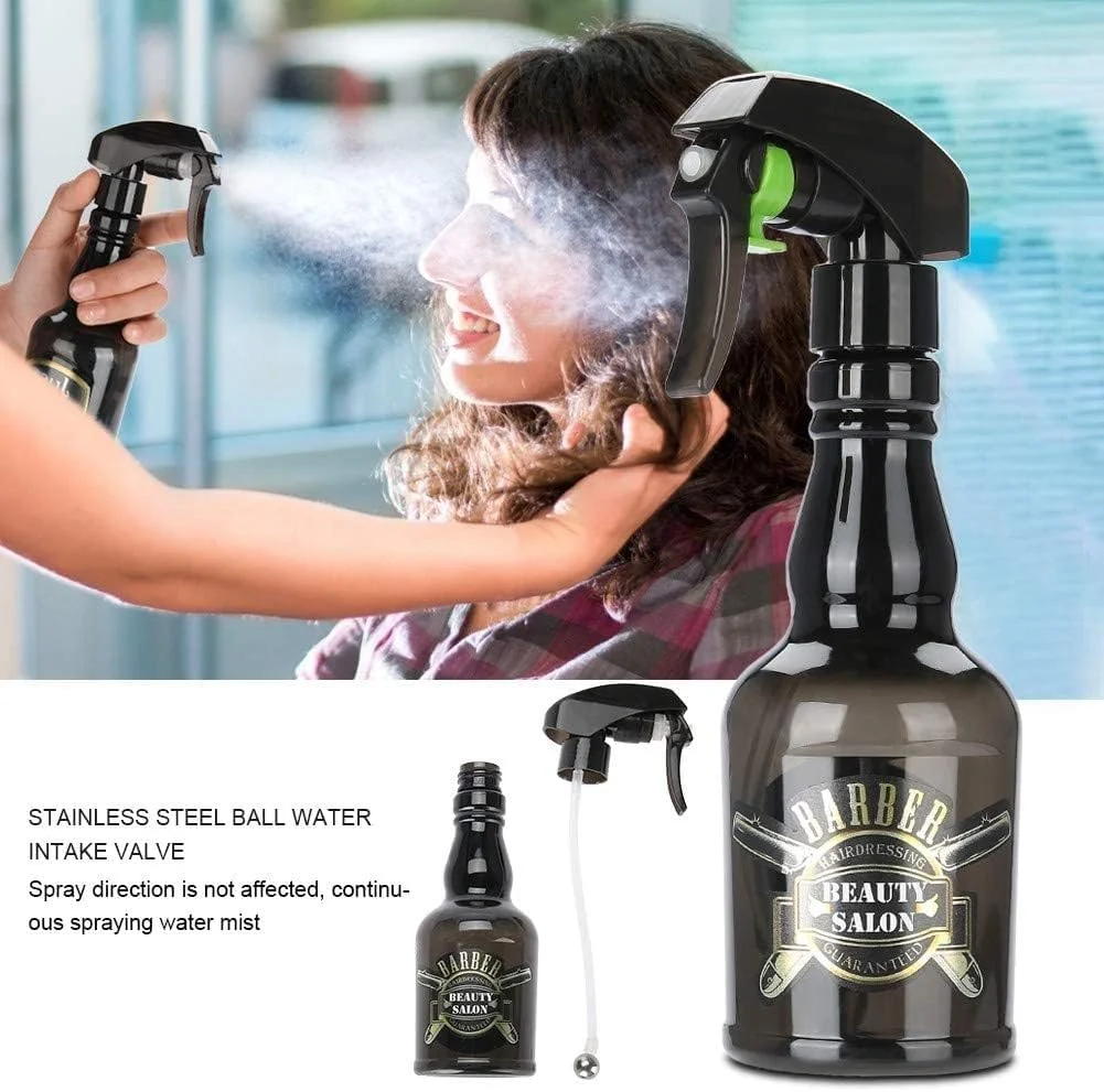 بطری اسپری آرایشگری، بطری اسپری 300 میلی لیتری خالی و قابل پر کردن مجدد، ابزار آرایشگری سالن، آبپاش برای حالت دادن به مو، آرایشگر، سالن (مشکی)