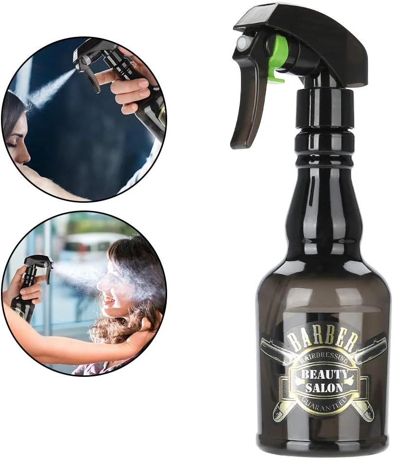 بطری اسپری آرایشگری، بطری اسپری 300 میلی لیتری خالی و قابل پر کردن مجدد، ابزار آرایشگری سالن، آبپاش برای حالت دادن به مو، آرایشگر، سالن (مشکی)
