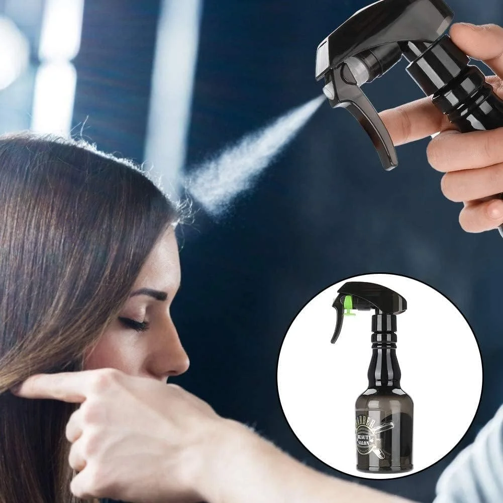 بطری اسپری آرایشگری، بطری اسپری 300 میلی لیتری خالی و قابل پر کردن مجدد، ابزار آرایشگری سالن، آبپاش برای حالت دادن به مو، آرایشگر، سالن (مشکی)