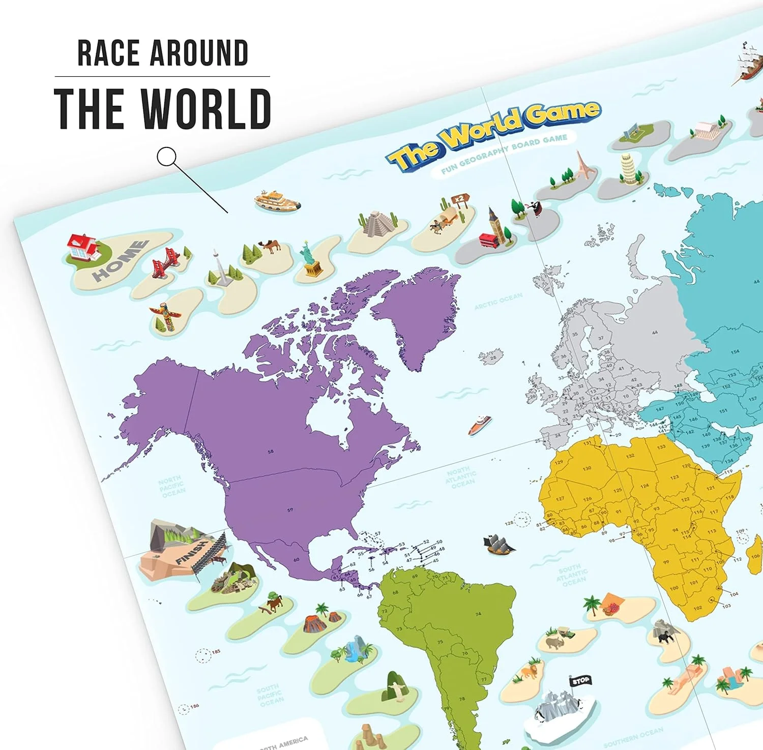 بازی جهان - بازی تخته ای جغرافیایی سرگرم کننده - بازی آموزشی برای کودکان و بزرگسالان - ایده هدیه آموزشی جالب برای پسران و دختران نوجوان، 2-5 بازیکن بازی جهان - بازی تخته ای جغرافیایی سرگرم کننده - بازی آموزشی برای کودکان و بزرگسالان - ایده هدیه آموزشی جالب برای پسران و دختران نوجوان، 2-5 بازیکن