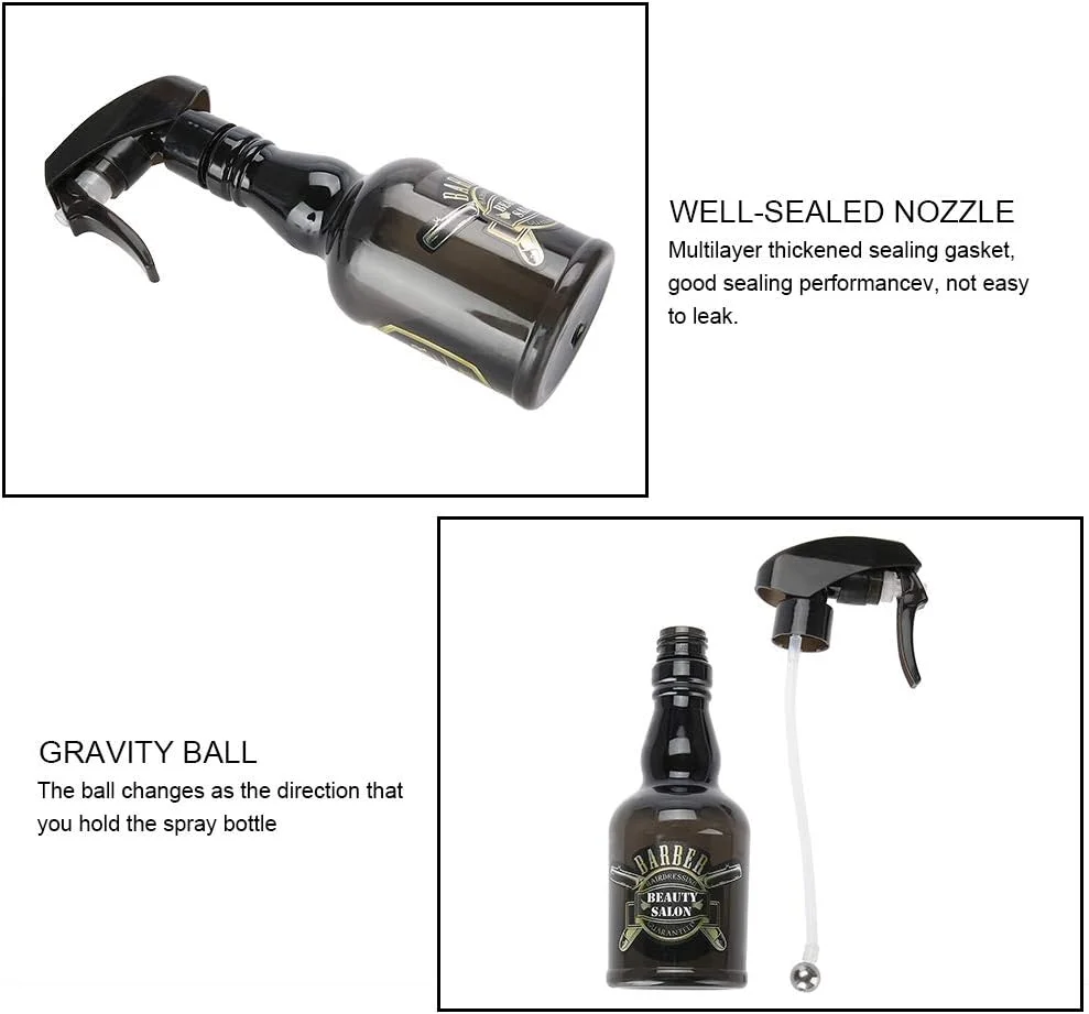 بطری اسپری آرایشگری، بطری اسپری 300 میلی لیتری خالی و قابل پر کردن مجدد، ابزار آرایشگری سالن، آبپاش برای حالت دادن به مو، آرایشگر، سالن (مشکی)