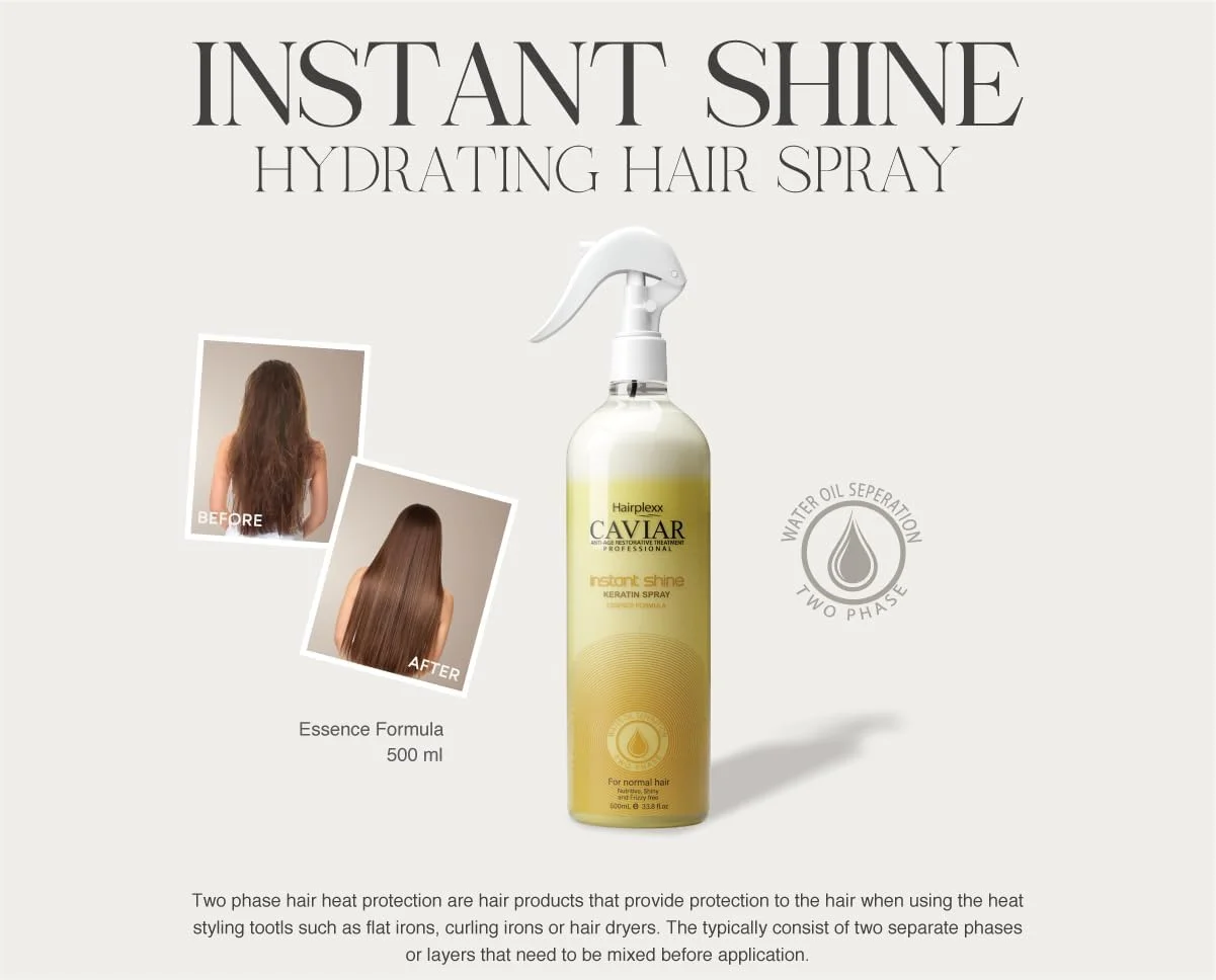 HAIRPLEXX CAVIAR درمان احیا کننده و ضد پیری مو، فرمول حرفه ای اسانس اسپری کراتین درخشان فوری برای موهای معمولی، مغذی، موهای درخشان و وز