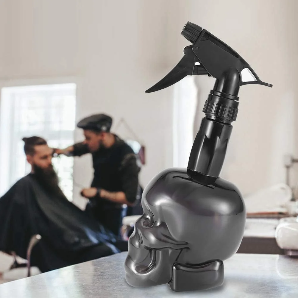 بطری اسپری آرایشگری، 500 میلی لیتر، طرح شیطان، بطری اسپری آب سالن قابل شارژ مجدد، بطری اسپری مو برای حالت دادن مو، گیاهان، حیوانات خانگی، نظافت (مشکی)