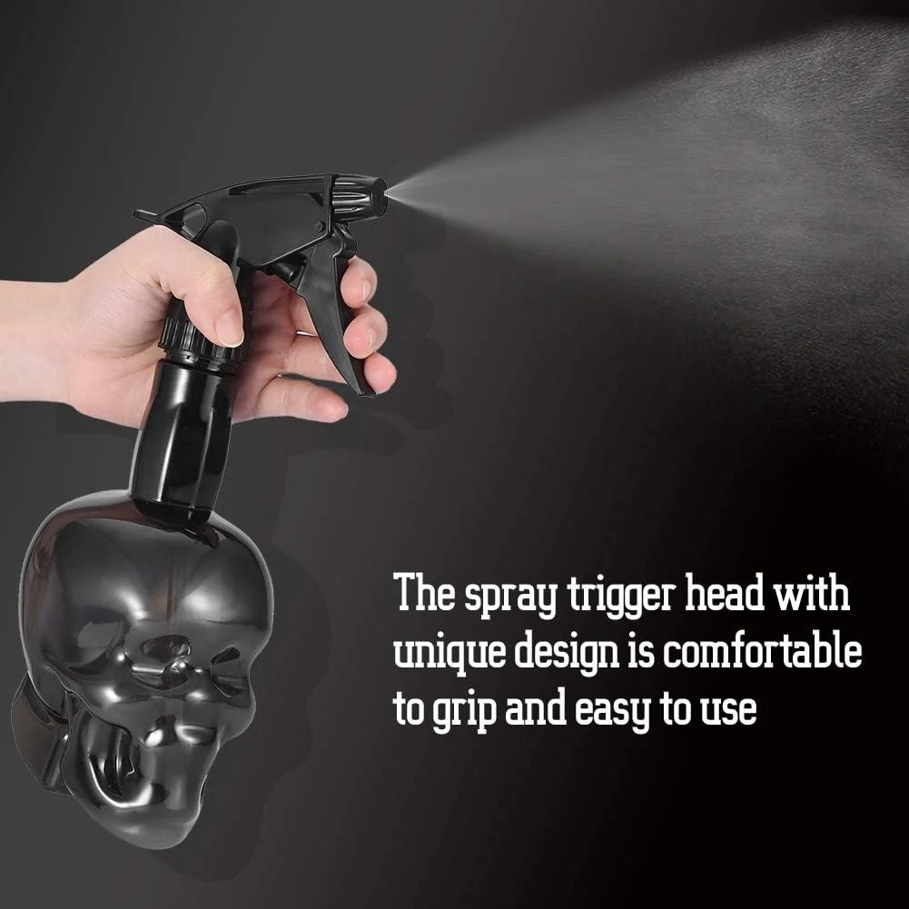 بطری اسپری آرایشگری، 500 میلی لیتر، طرح شیطان، بطری اسپری آب سالن قابل شارژ مجدد، بطری اسپری مو برای حالت دادن مو، گیاهان، حیوانات خانگی، نظافت (مشکی)