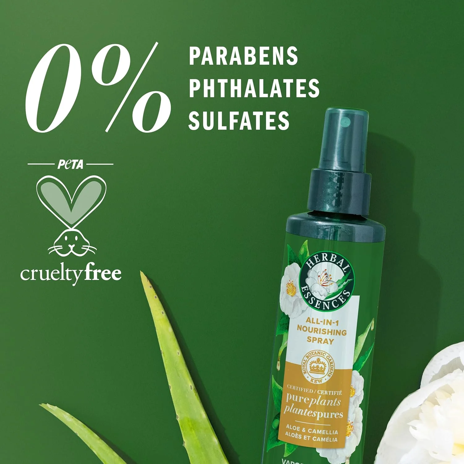 اسپری مغذی همه کاره هربال اسنسز، گیاهان خالص تایید شده، حاوی آلوئه ورا و روغن گل کاملیا، 177 میلی لیتر