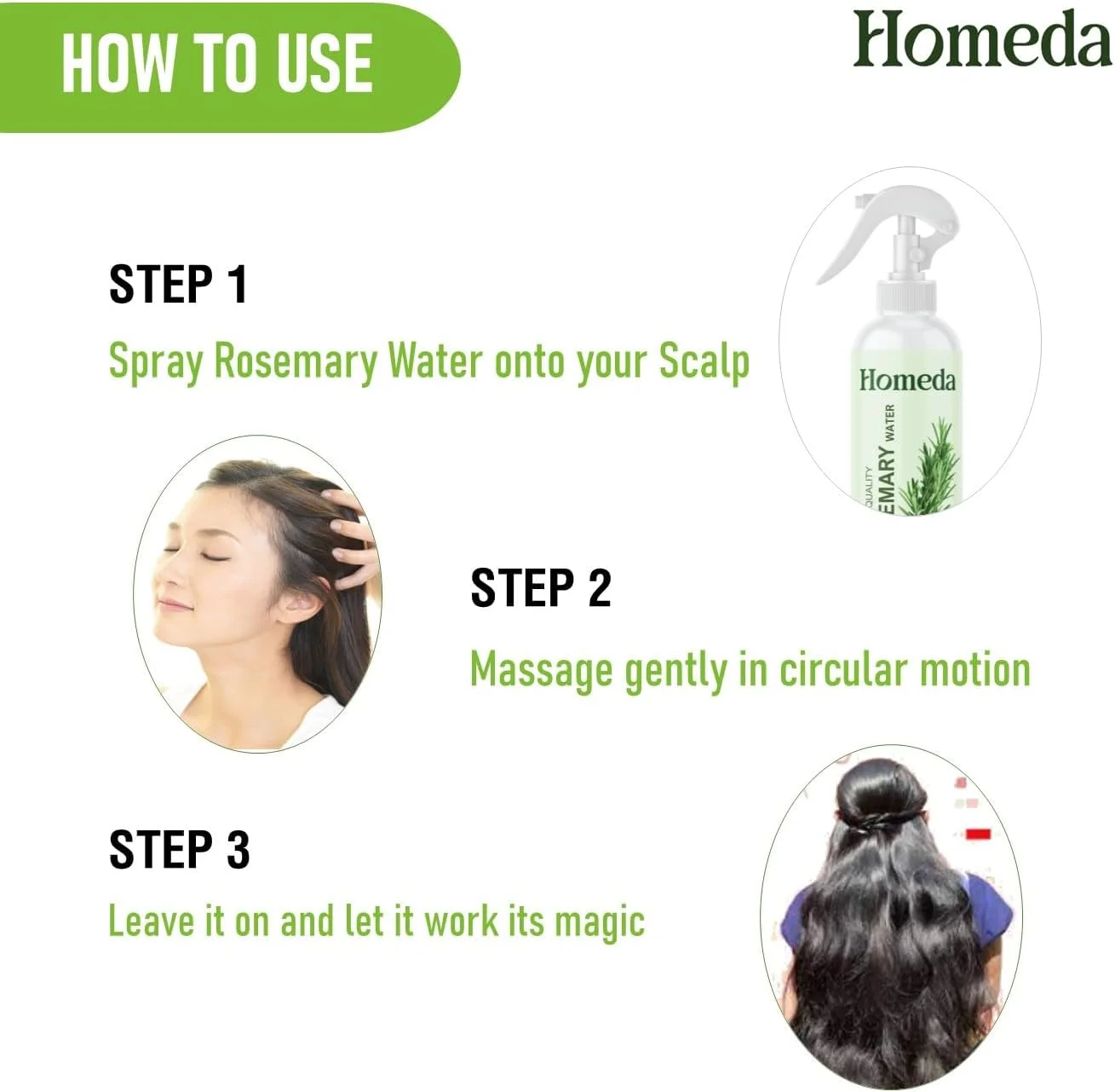 اسپری مو رزماری Homeda، آب رزماری برای رشد مو، اسپری آب رُز ماری، هیدروسول رُژ مِری، مه رُز مِری با بطری اسپری، احیا کننده تقطیر شده با بخار رُزبری 100% خالص طبیعی (200 میلی لیتر)