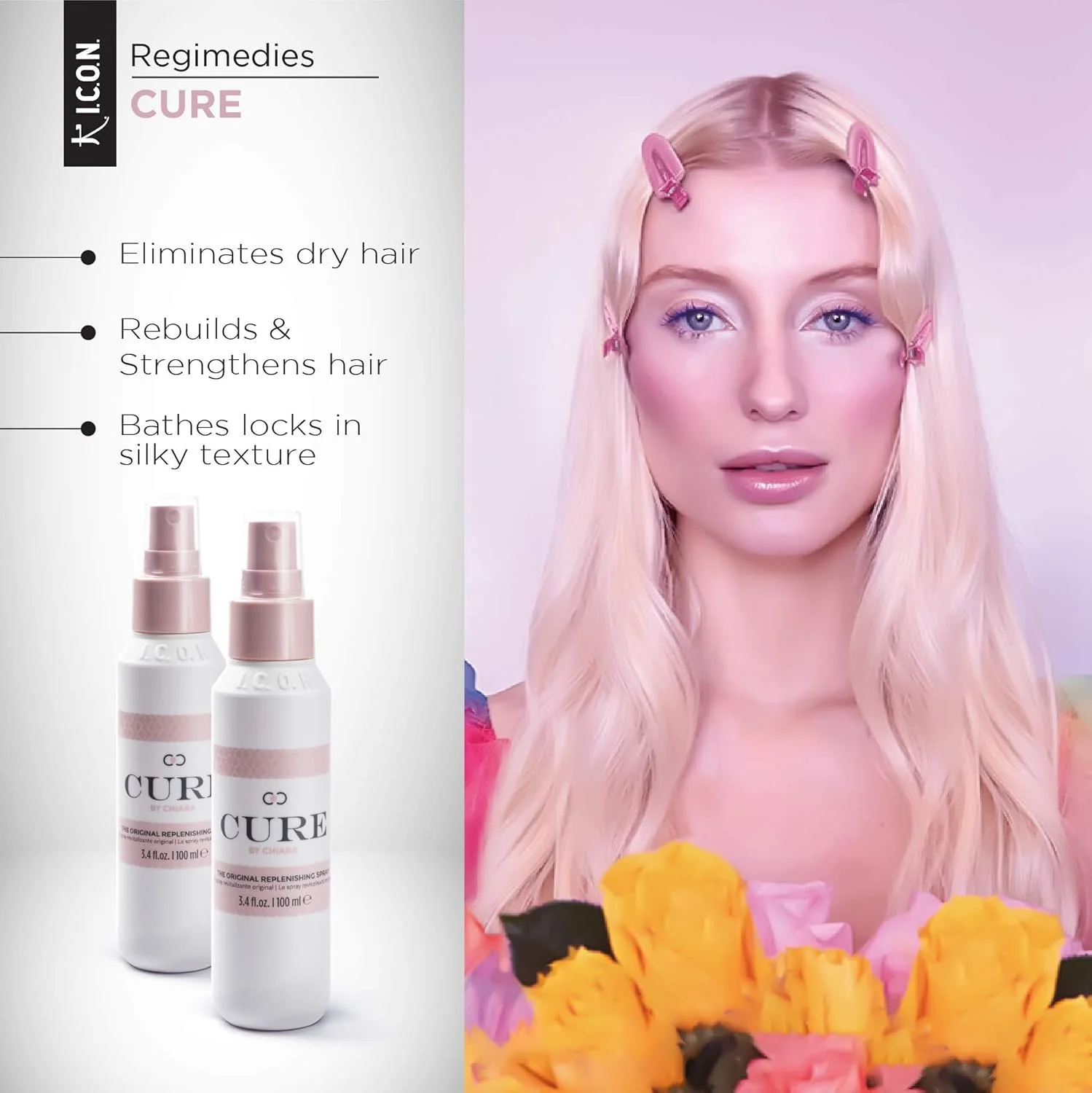 اسپری ترمیم کننده موی سر آی.سی.او.ان مدل Cure Replenishing حجم 250 میل (بسته 2 عددی)