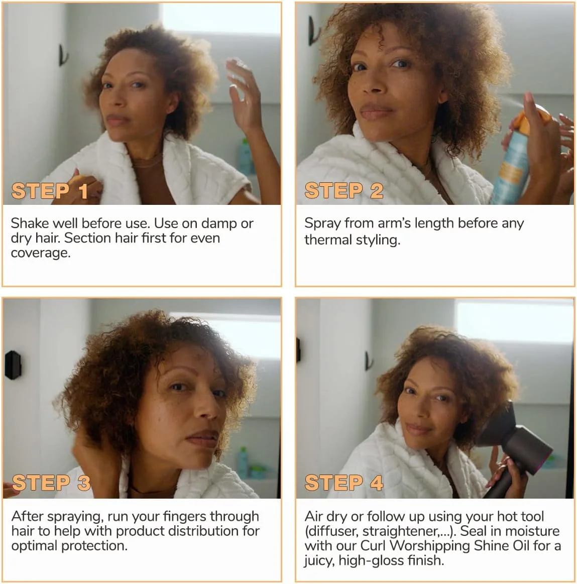 اسپری محافظت از مو در برابر حرارت ایمبو، مناسب موهای فر، وگان، 200 میلی لیتر، فاقد پارابن، محافظت از موهای خشک و آسیب دیده در برابر حرارت