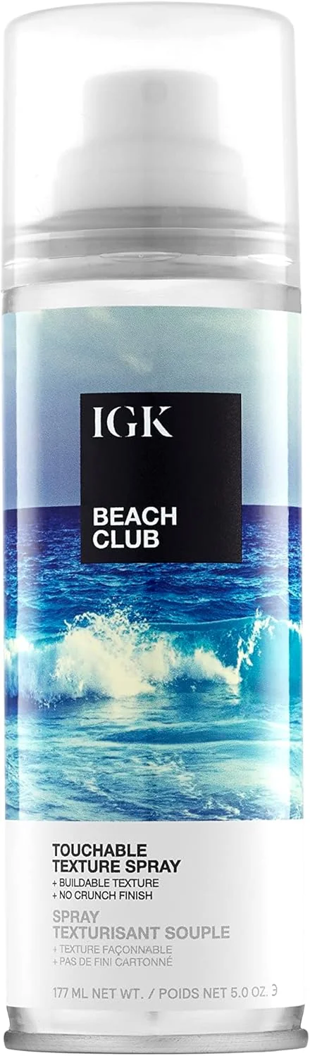 اسپری بافت دهنده و حجم دهنده مو IGK BEACH CLUB، محصولات حجم دهنده مو، اسپری مو با نگهداری انعطاف پذیر، اسپری موج دار کننده مو، اسپری ایجاد کننده موج های ساحلی برای مو، 148 میلی لیتر