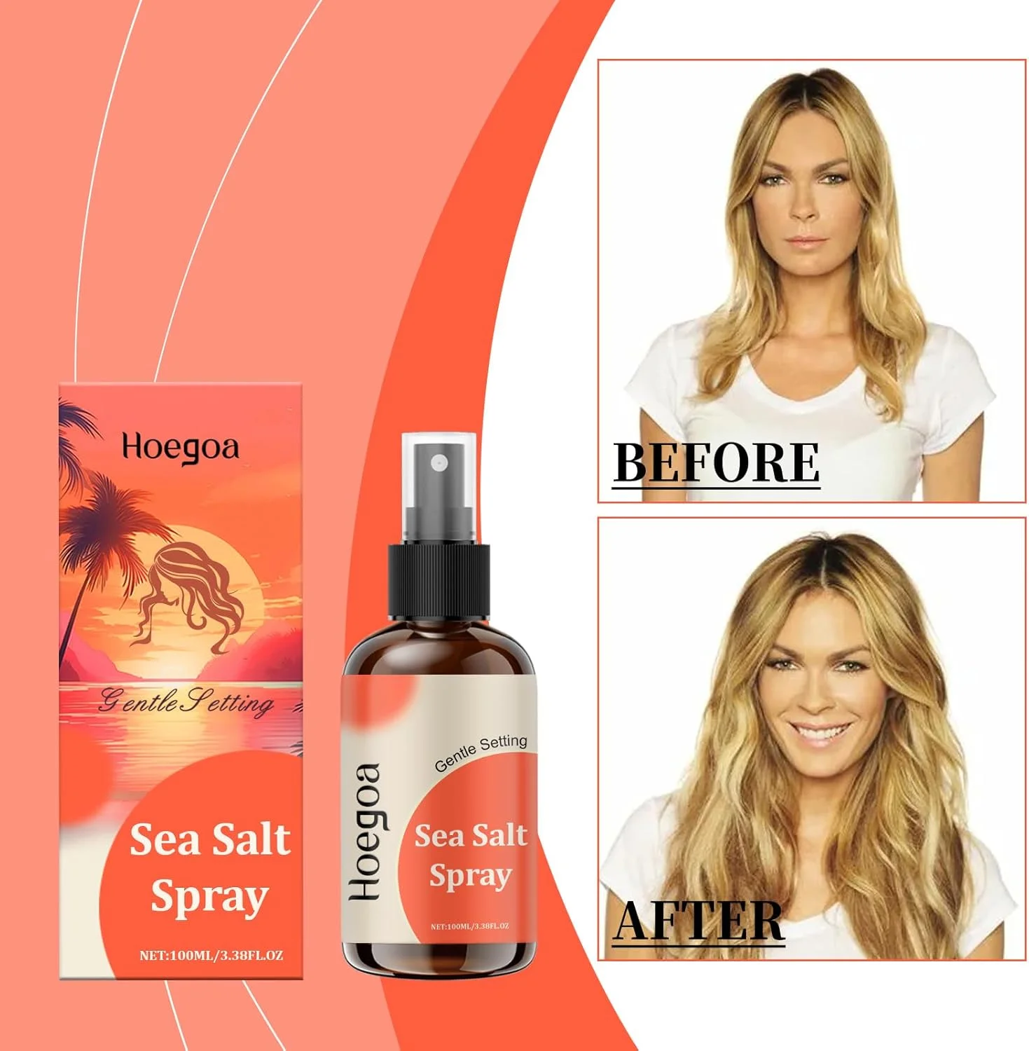 اسپری مو حاوی نمک دریا برای ایجاد فوری حالت موج‌دار ساحلی، افزایش حجم و بافت مو، غنی شده با جلبک دریایی و ویتامین B5، ایجاد ظاهری طبیعی و آشفته، اسپری سبک برای حالت‌دهی آسان