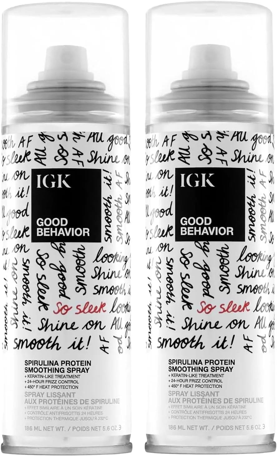 اسپری صاف کننده مو پروتئین اسپیرولینا گود بیهیویر آی جی کی | درمان مشابه کراتین + کنترل وز + محافظت در برابر حرارت | وگان + بدون تست حیوانی | 166 میلی لیتر (بسته 2 عددی)