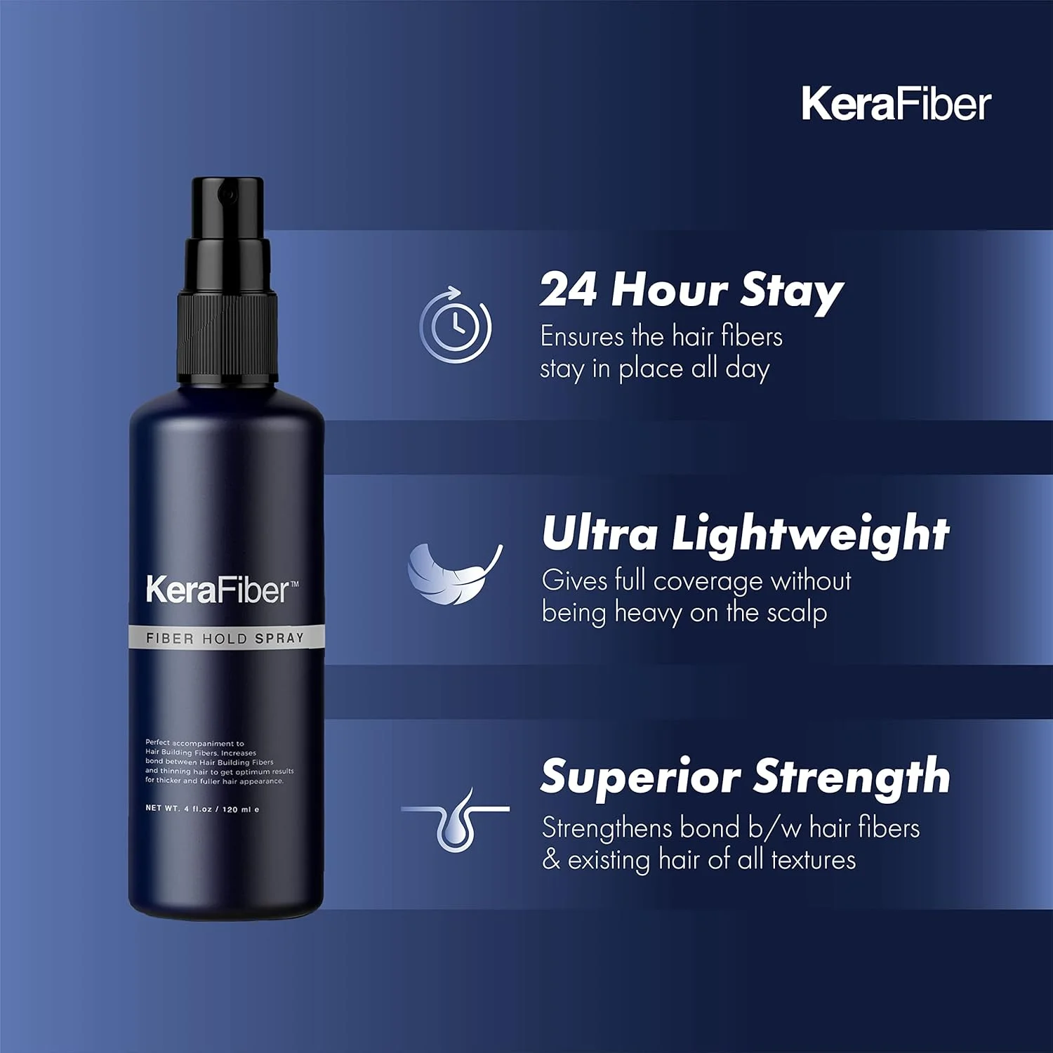 اسپری نگهدارنده فیبر KeraFiber برای تثبیت فیبرها | تقویت اتصال بین فیبرها و موهای موجود - 4 اونس مایع