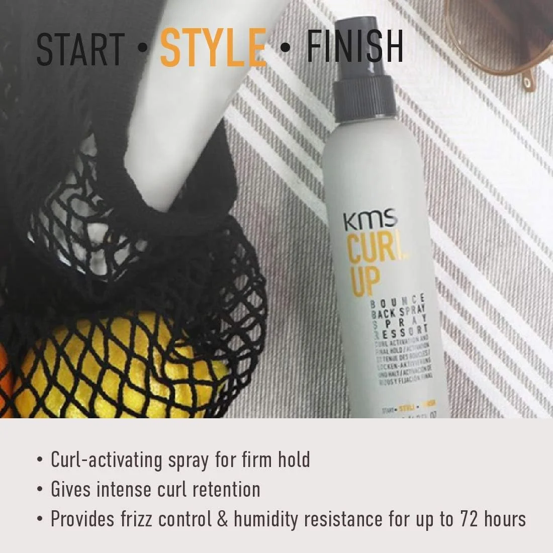 اسپری حالت دهنده و حجم دهنده موهای فر KMS California مدل Curl Up حجم 200 میل