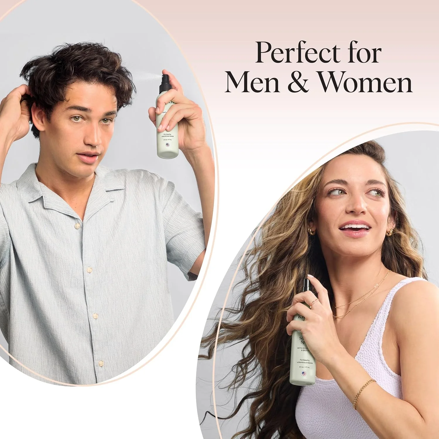 اسپری نمک دریایی کیچ برای آقایان و بانوان | اسپری مو حاوی رزماری، بیوتین، منیزیم - بافت دهنده مو برای فر های طبیعی و حالت موج دار ساحلی، 177 میلی لیتر