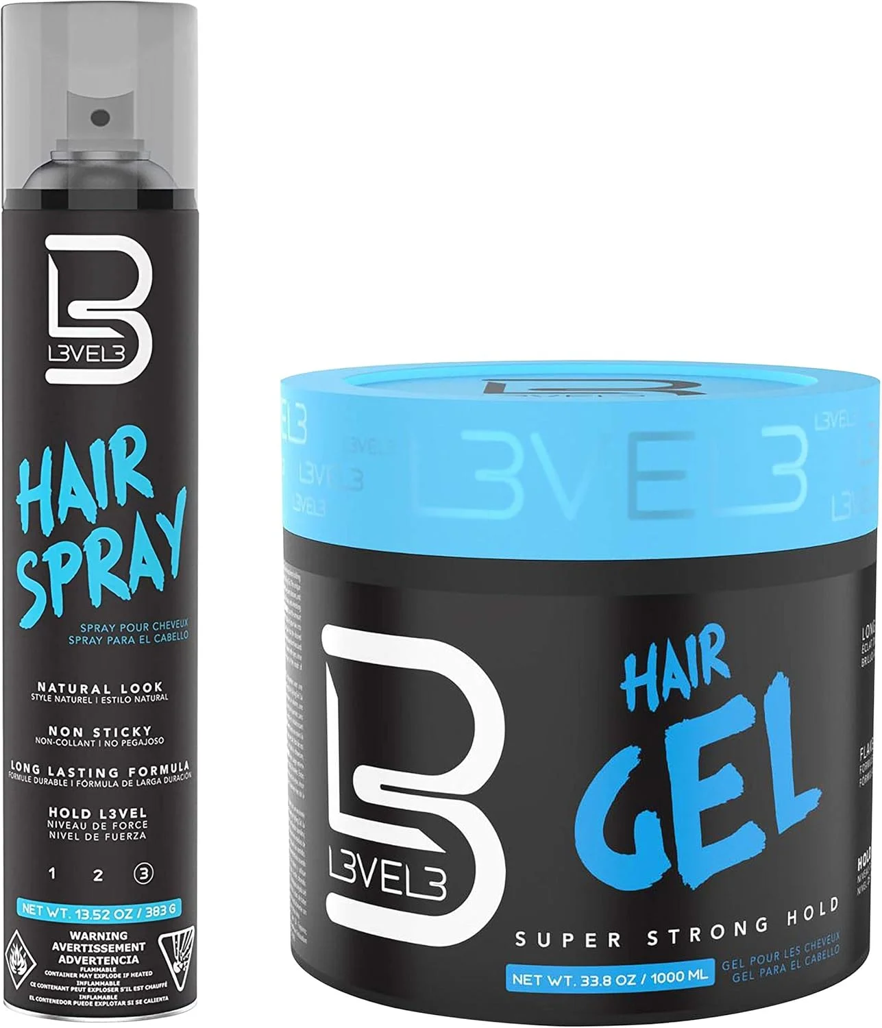 کیت ژل مو و اسپری مو L3 Level 3 - نگهدارندگی فوق العاده قوی - بدون ایجاد پوسته - درخشش ماندگار - عالی برای آقایان و بانوان - اسپری مو با نگهدارندگی قوی