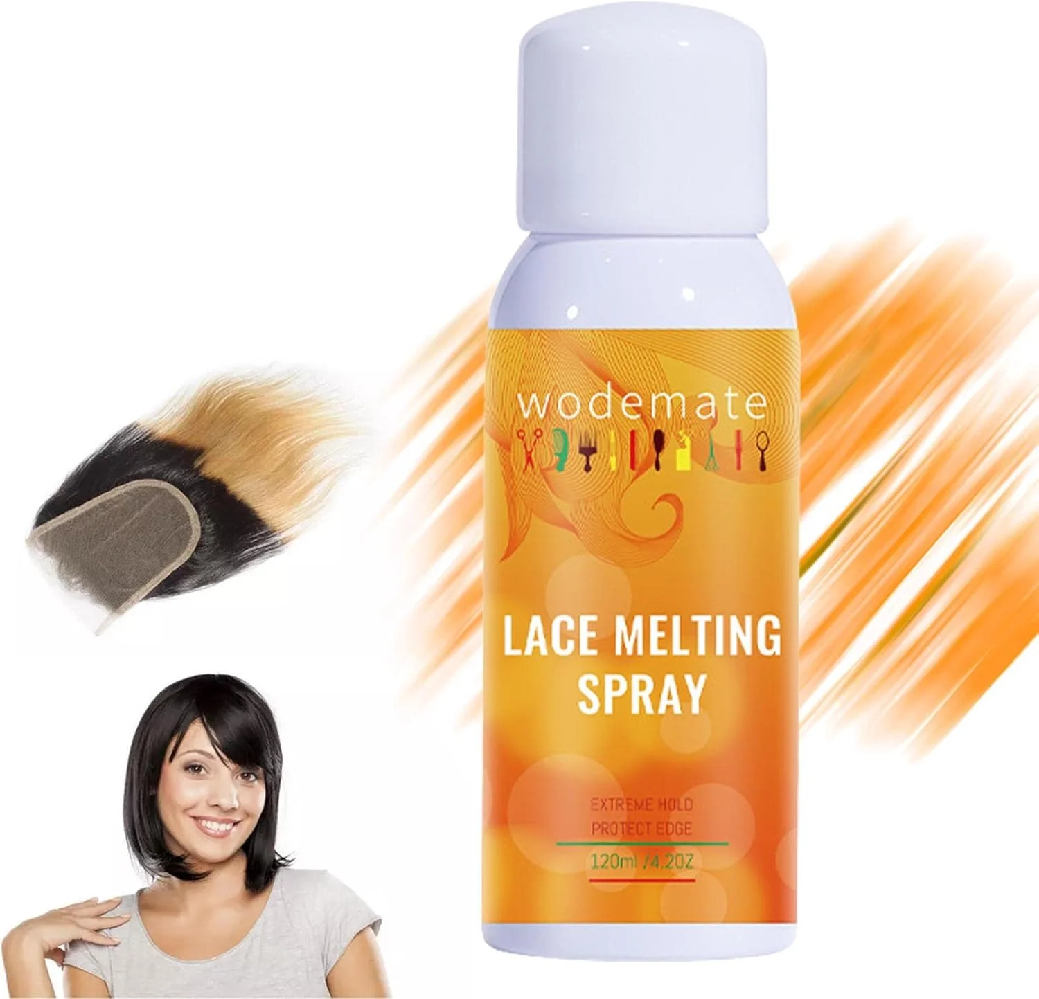 اسپری رنگ توری برای کلاه گیس - موس رنگ توری مو - اسپری رنگ توری 120 میلی لیتری برای کلاه گیس، موس رنگ توری، اسپری ذوب توری ماندگار برای کلاه گیس، اسپری مو