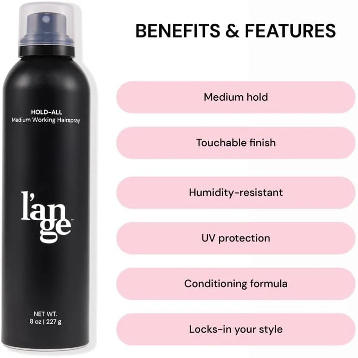 اسپری موی نگهدارنده متوسط L'ANGE HAIR | اسپری موی برس خور | با قابلیت لمس و نگهدارنده انعطاف پذیر | اسپری مو برای زنان | مقاوم در برابر رطوبت و محافظت در برابر اشعه ماوراء بنفش | 240 میلی لیتر