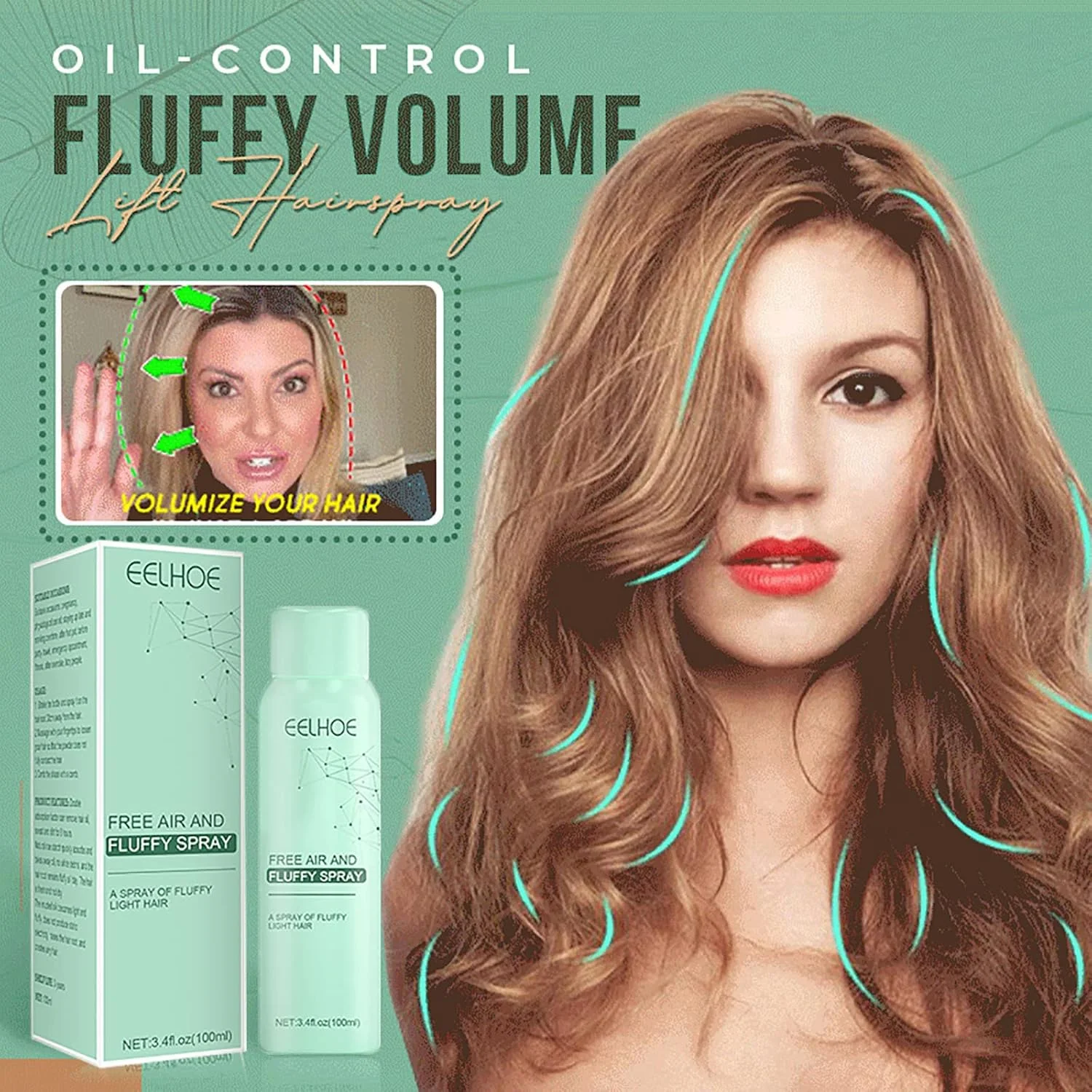 اسپری موی خشک بدون نیاز به آبکشی، محصول افزایش حجم ریشه مو، اسپری مو برای خانم ها و آقایان