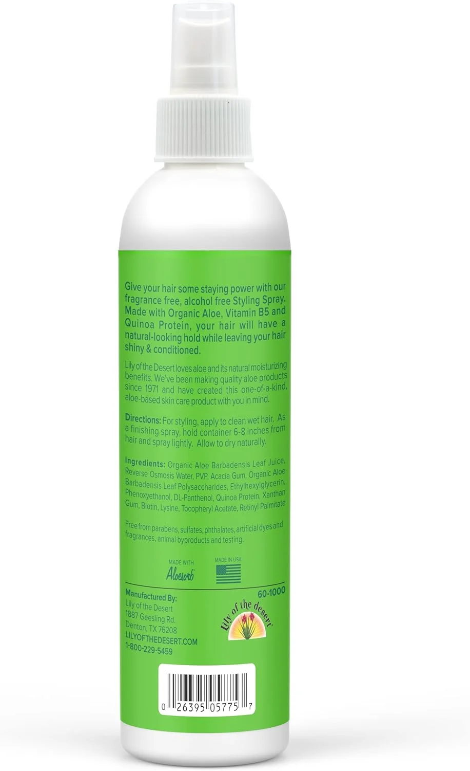 اسپری حالت دهنده مو حاوی آلوئه ورا 80 ارگانیک لیلی آو دِ دزرت، 236 میلی لیتر اسپری حالت دهنده مو حاوی آلوئه ورا 80 ارگانیک لیلی آو دِ دزرت، 236 میلی لیتر