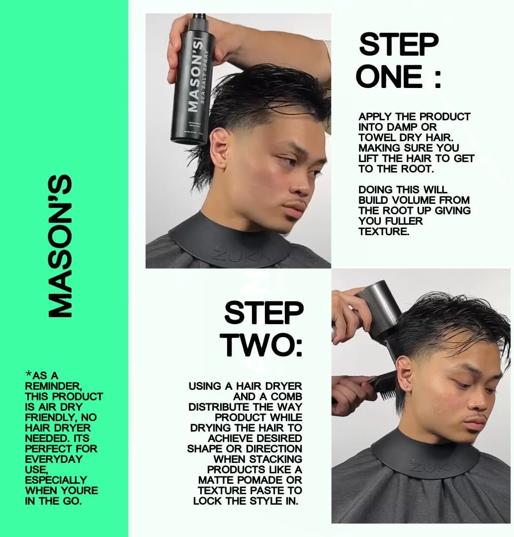 اسپری نمک دریایی حالت دهنده مو میسون برای آقایان و بانوان - اسپری بافت دهنده مو با آلوئه ورا و روغن آرگان - سبک، غیر چسبنده برای ایجاد حالت موج دار ساحلی، حجم و بافت - رایحه باران کوهستانی - 236 میلی لیتر