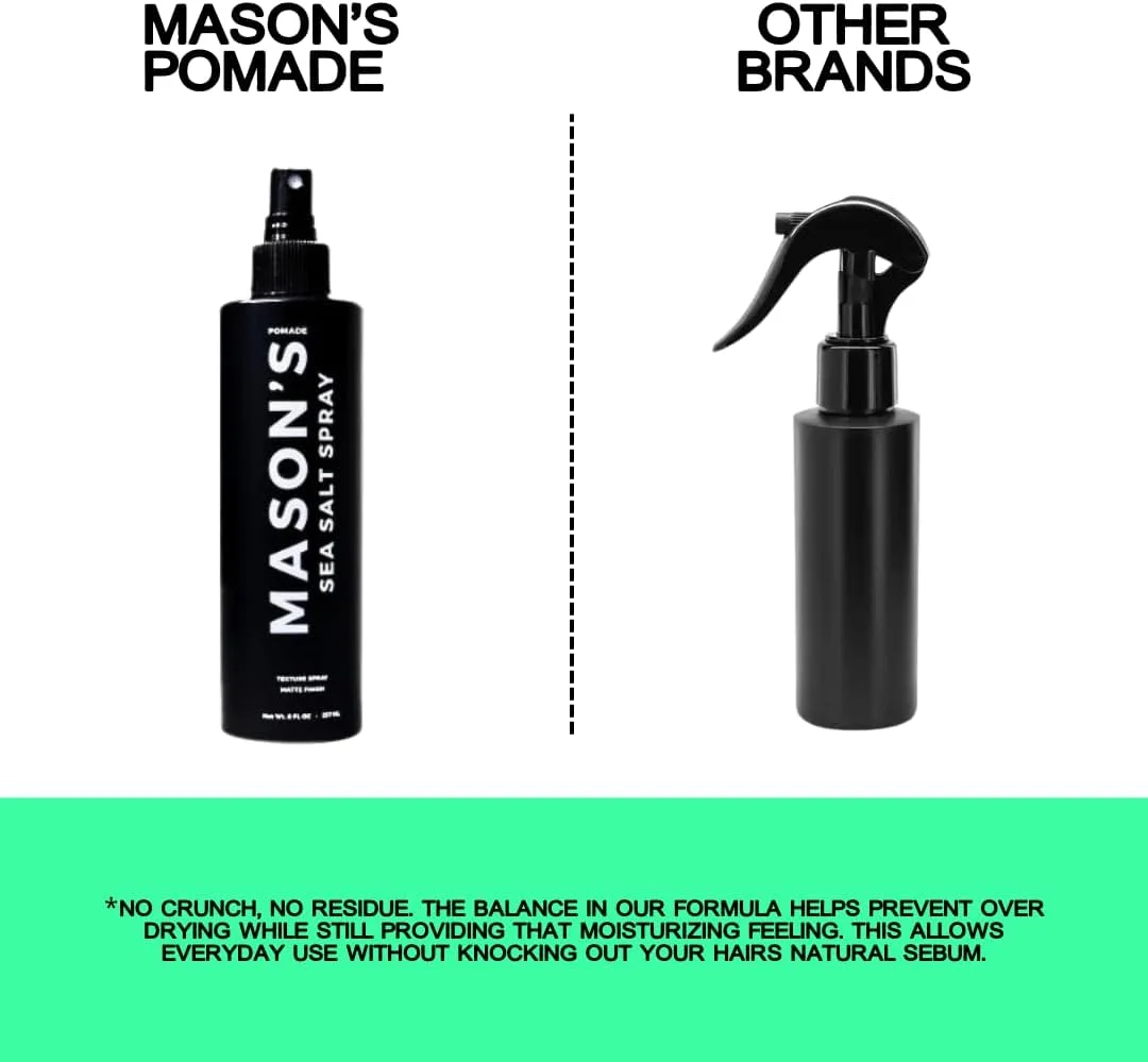 اسپری نمک دریایی حالت دهنده مو میسون برای آقایان و بانوان - اسپری بافت دهنده مو با آلوئه ورا و روغن آرگان - سبک، غیر چسبنده برای ایجاد حالت موج دار ساحلی، حجم و بافت - رایحه باران کوهستانی - 236 میلی لیتر