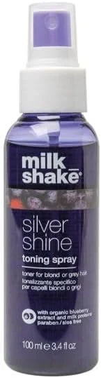 اسپری تونینگ Silver Shine میلک شیک 100 میلی لیتر، اسپری تونینگ ضد زردی مخصوص موهای بلوند یا خاکستری، با رنگدانه بنفش، ساخت ایتالیا