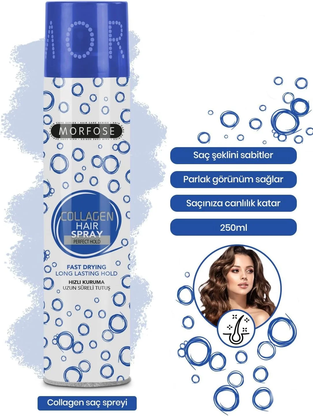 اسپری موی کلاژن مورفوس، حالت دهنده بی نقص و ماندگاری طولانی، 250 میلی لیتر