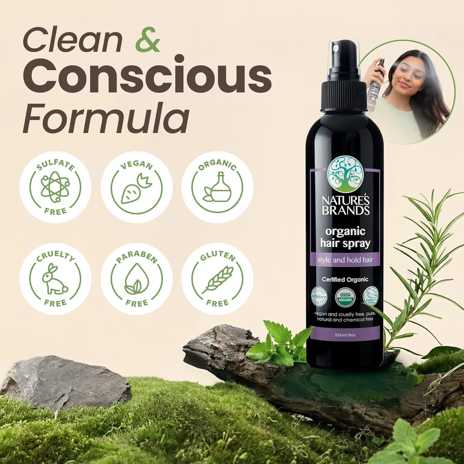 اسپری موی ارگانیک گیاهی Mari از برند Nature's Brands، ۲۳۶ میلی لیتر