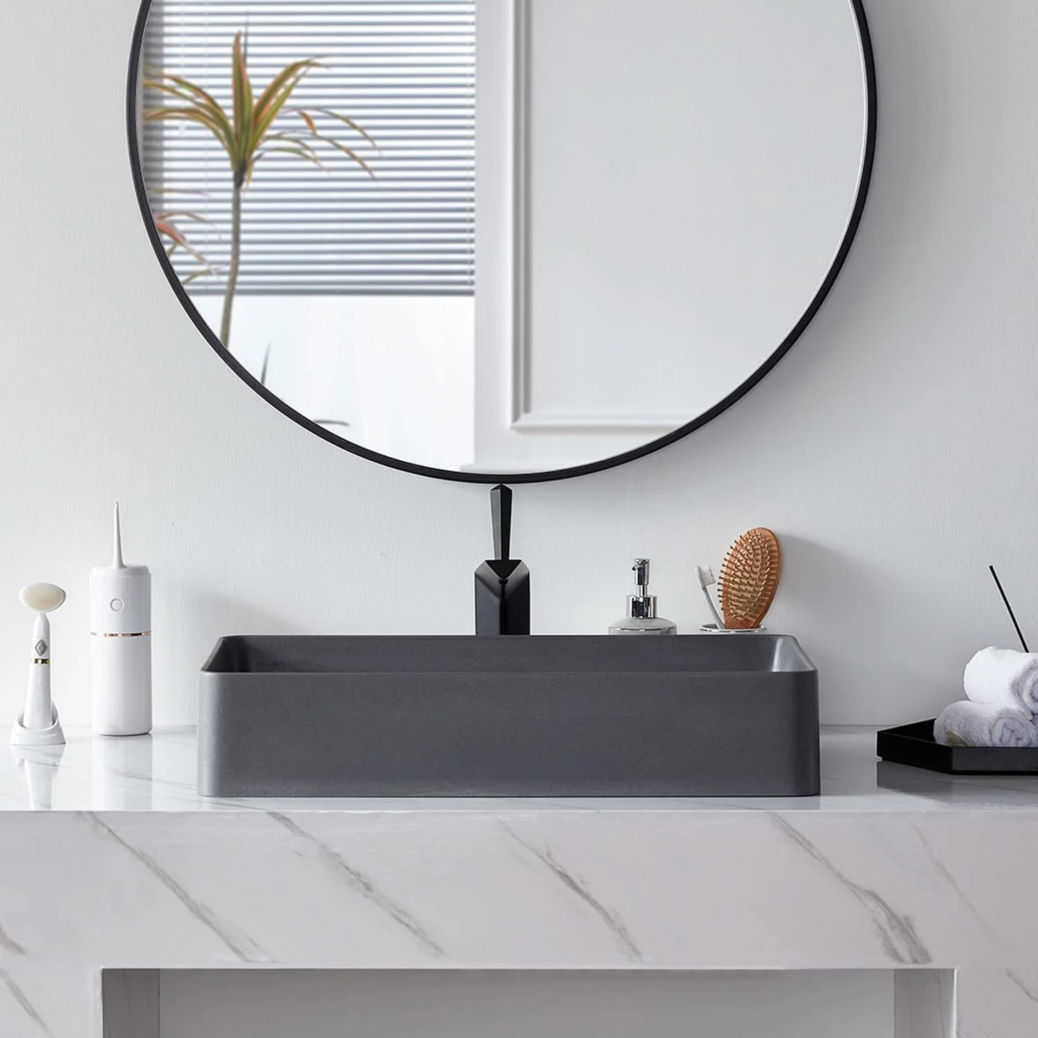 روشویی سنگی کوارتز Cpingao برای حمام به همراه تخلیه کننده کروم