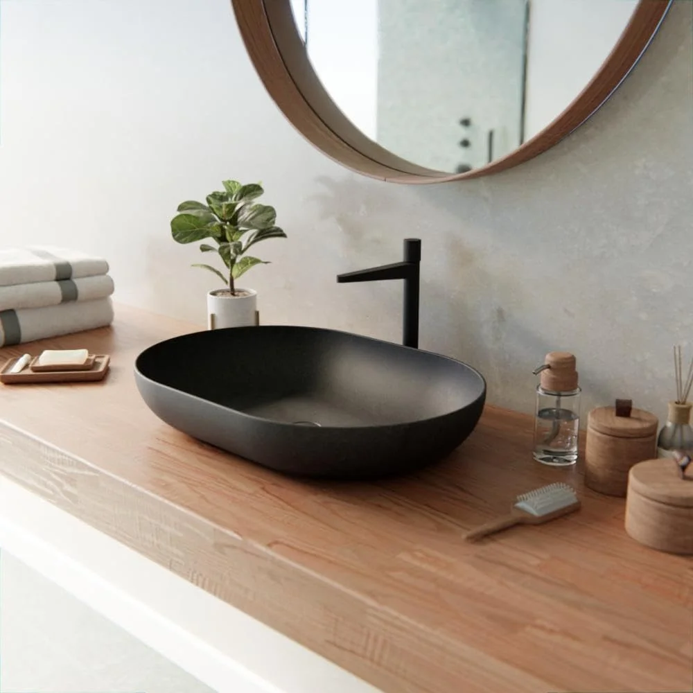 روشویی روکار برنستین 54.2 (عرض) x 34.2 (عمق) سانتی متر به همراه شیر تخلیه - مشکی مات روشویی روکار برنستین 54.2 (عرض) x 34.2 (عمق) سانتی متر به همراه شیر تخلیه - مشکی مات