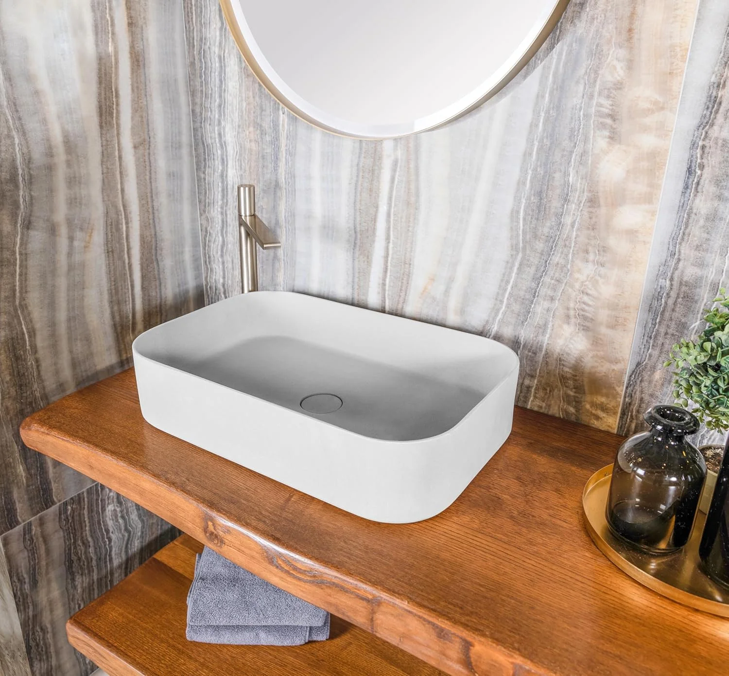 روشویی روکار باگنو دیزاین مدل کاتانیا 600 میلی متر سنگ خاکستری