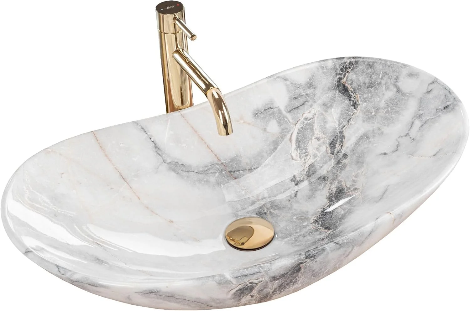 روشویی گرانیتی رویال Rea، روشویی دستی، سینک برای حمام، ساخته شده از سرامیک (خاکستری، طرح مرمر) روشویی گرانیتی رویال Rea، روشویی دستی، سینک برای حمام، ساخته شده از سرامیک (خاکستری، طرح مرمر)