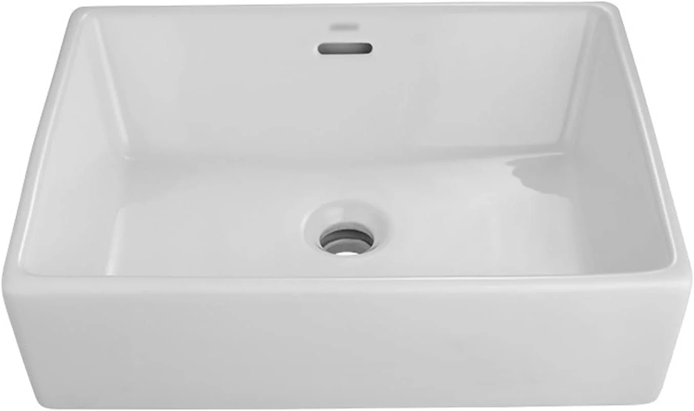 روشویی مستطیلی سفید رنگ برای حمام، کاسه روشویی، سینک روشویی روکار، ابعاد 50.5 × 40.5 سانتیمتر، مناسب برای حمام روشویی مستطیلی سفید رنگ برای حمام، کاسه روشویی، سینک روشویی روکار، ابعاد 50.5 × 40.5 سانتیمتر، مناسب برای حمام