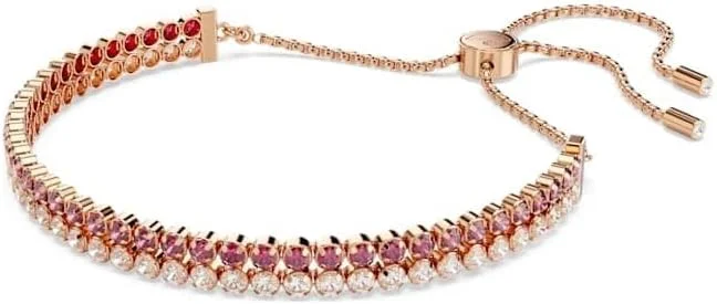 دستبند تنیس زنانه سواروسکی مدل ماتریکس، روکش طلایی رزگلد با کریستال های قرمز، 5646866 دستبند تنیس زنانه سواروسکی مدل ماتریکس، روکش طلایی رزگلد با کریستال های قرمز، 5646866
