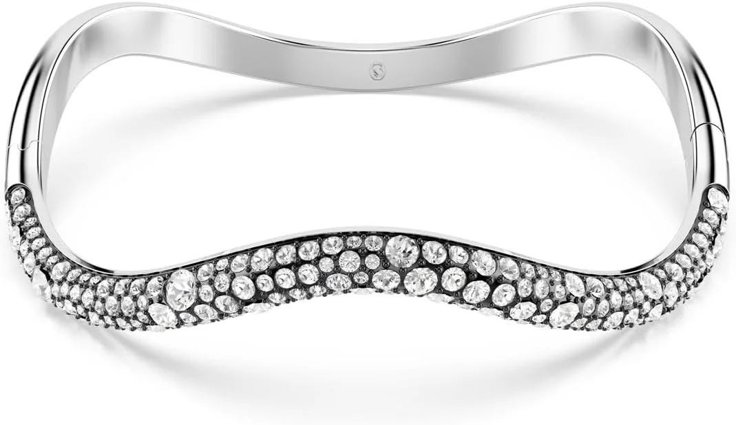 دستبند النگویی سابلیما سواروسکی، برش گرد، سفید، روکش رودیوم