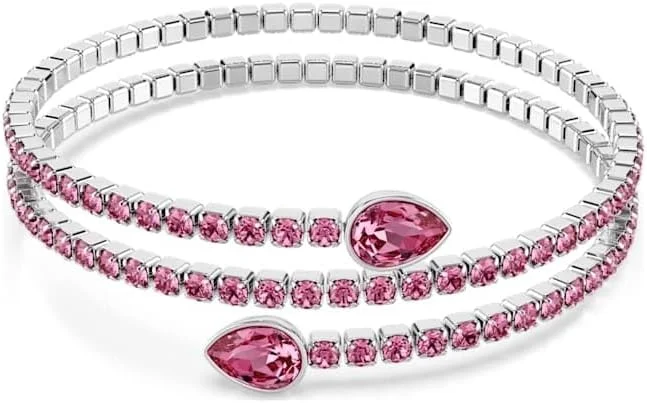 دستبند کاف زنانه سواروسکی مدل Twisty با برش های ترکیبی - صورتی - روکش رودیوم - 5717576