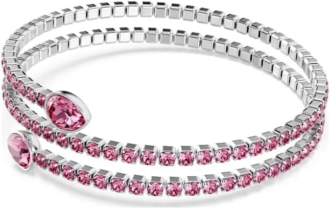 دستبند کاف زنانه سواروسکی مدل Twisty با برش های ترکیبی - صورتی - روکش رودیوم - 5717576