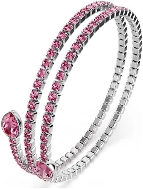 دستبند کاف زنانه سواروسکی مدل Twisty با برش های ترکیبی - صورتی - روکش رودیوم - 5717576