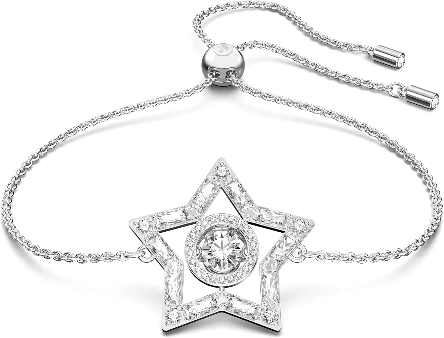 دستبند استلا سواروسکی، ستاره، سفید، روکش رودیوم، سایز آزاد