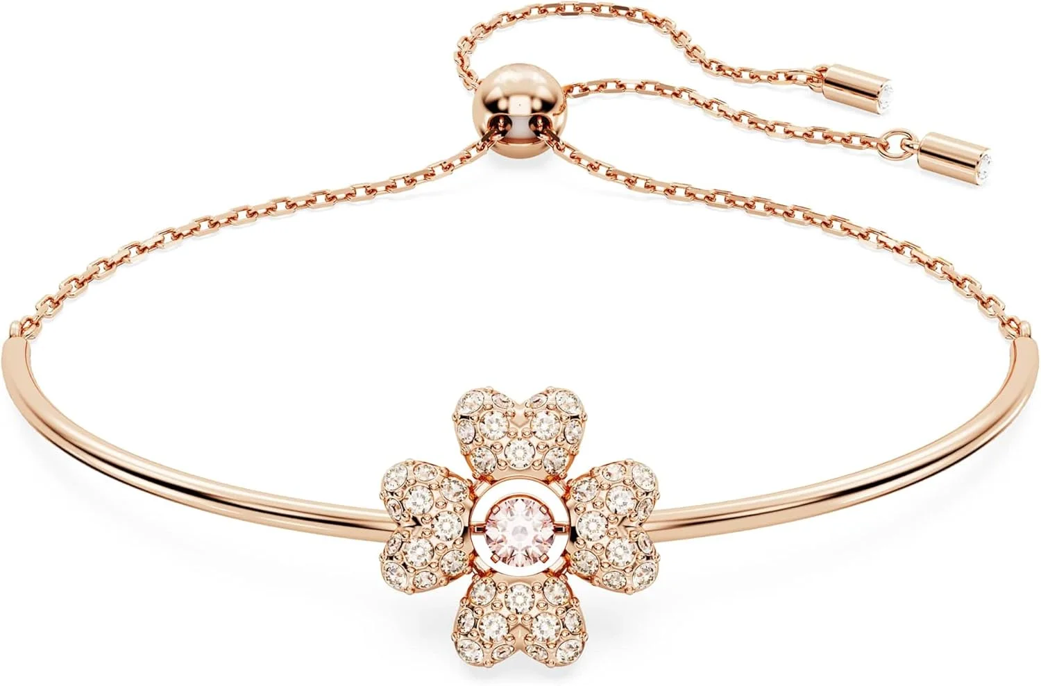 دستبند سواروسکی مدل Idyllia، شبدر، سفید، با روکش طلایی رزگلد