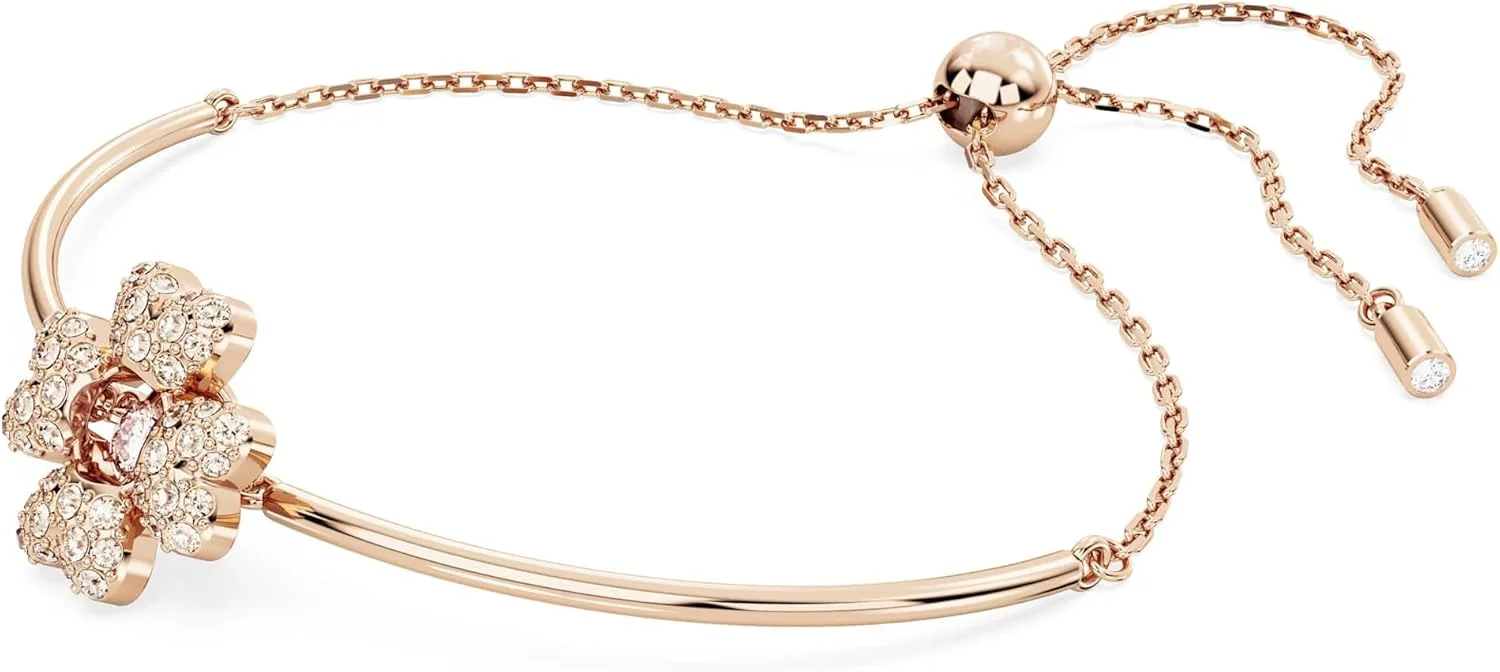 دستبند سواروسکی مدل Idyllia، شبدر، سفید، با روکش طلایی رزگلد