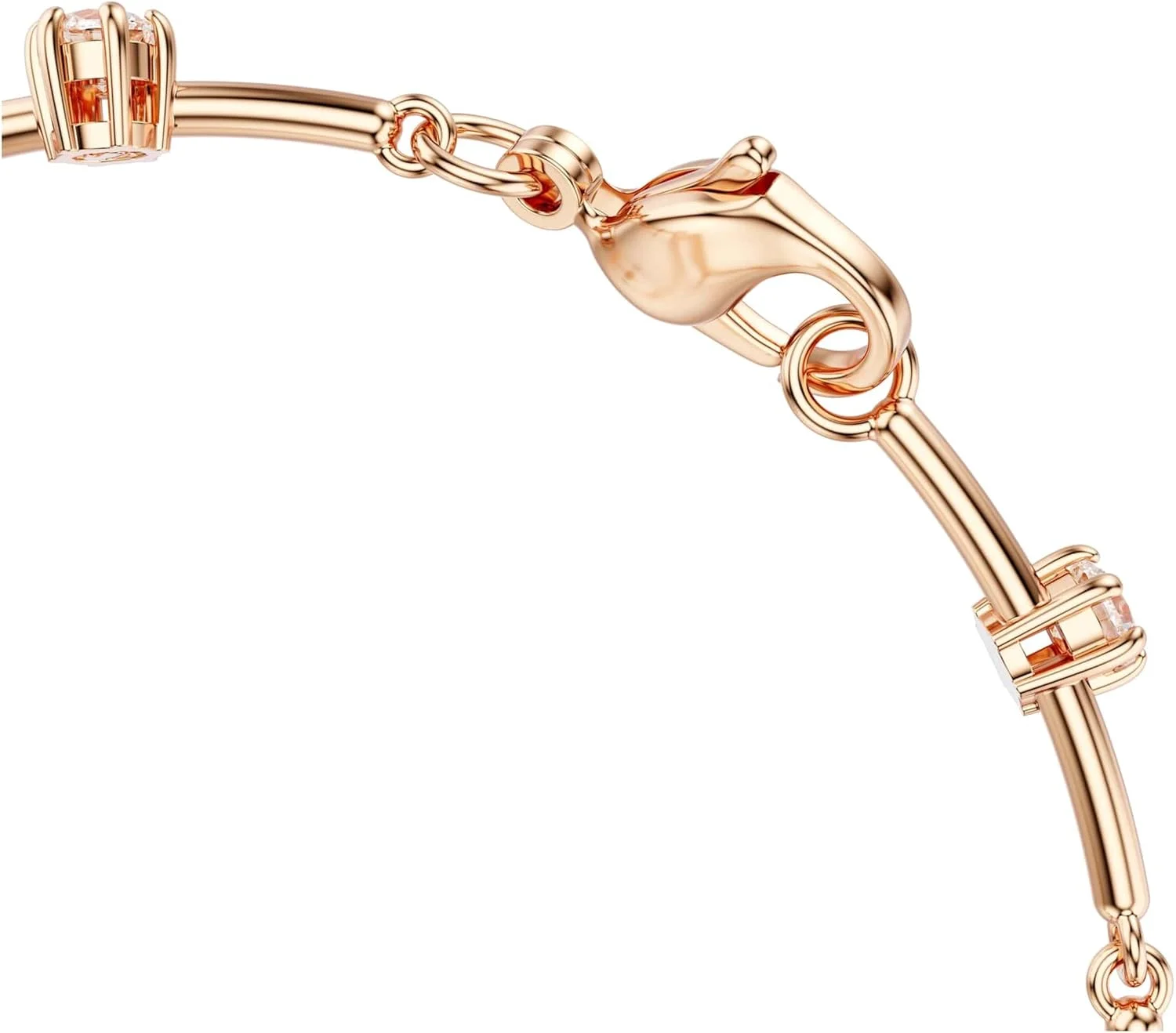 دستبند تنیس مروارید کریستالی Constella سواروسکی، برش گرد، سفید، روکش طلایی رزگلد، 17، کریستال، زیرکونیا کوبیک