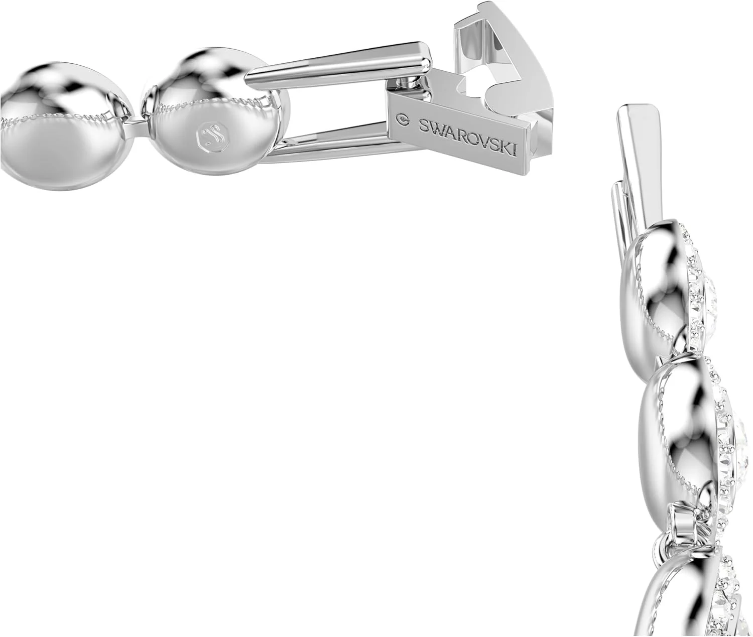 دستبند تنیس سواروسکی Una Angelic، برش گرد، شفاف، روکش رودیوم، 6 1/8 تا 7 اینچ، کریستال