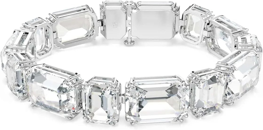 دستبند تنیس میلنیا سواروسکی، سفید، روکش رودیوم