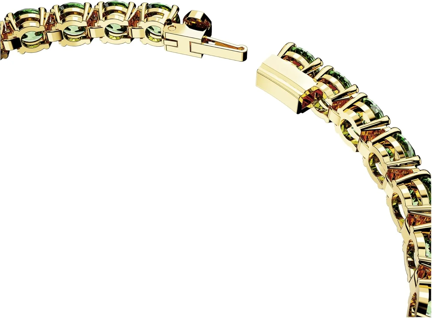 دستبند تنیس سواروسکی ماتریکس، برش گرد، متوسط، سبز، روکش طلایی دستبند تنیس سواروسکی ماتریکس، برش گرد، متوسط، سبز، روکش طلایی