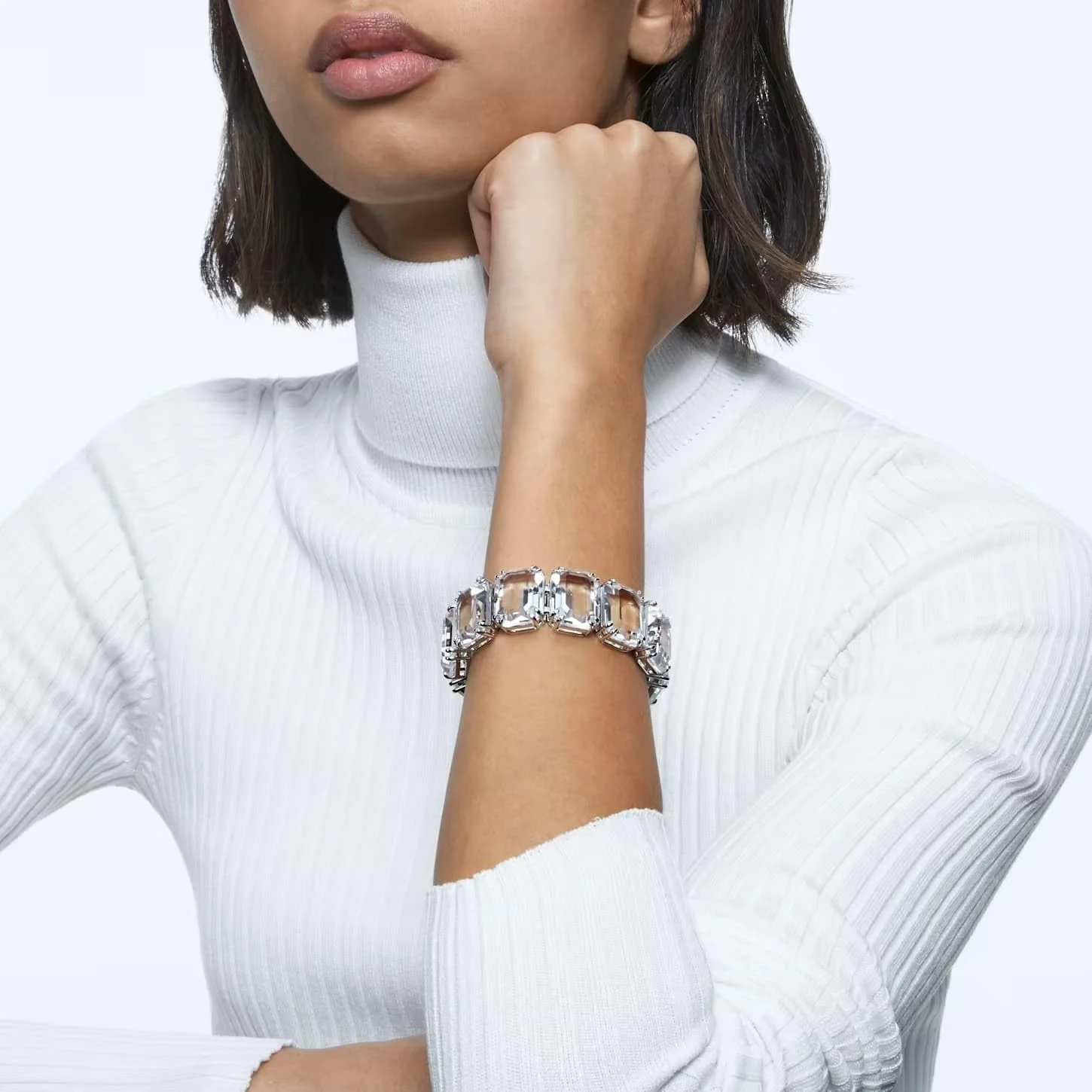 دستبند زنانه سواروسکی مدل Millenia با روکش رودیوم و برش هشت ضلعی، سفید (کد 5599192) دستبند زنانه سواروسکی مدل Millenia با روکش رودیوم و برش هشت ضلعی، سفید (کد 5599192)